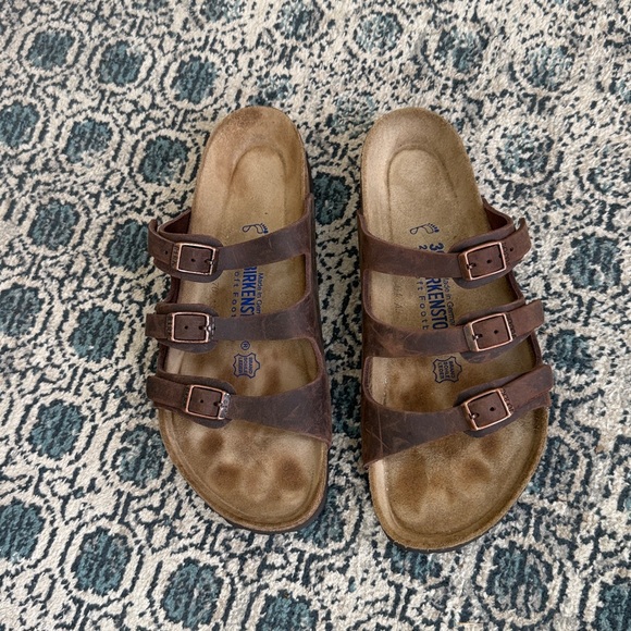 Birkenstock Dark Brown Leather Sandals - Picture 1 of 3